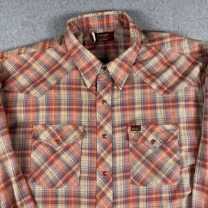 Vintage Wrangler Western Pearl Snap Shirt Big Man 3XL Plaid Long Sleeve
